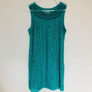 Eliza J Teal Laser Cut Spring Dress Size 12